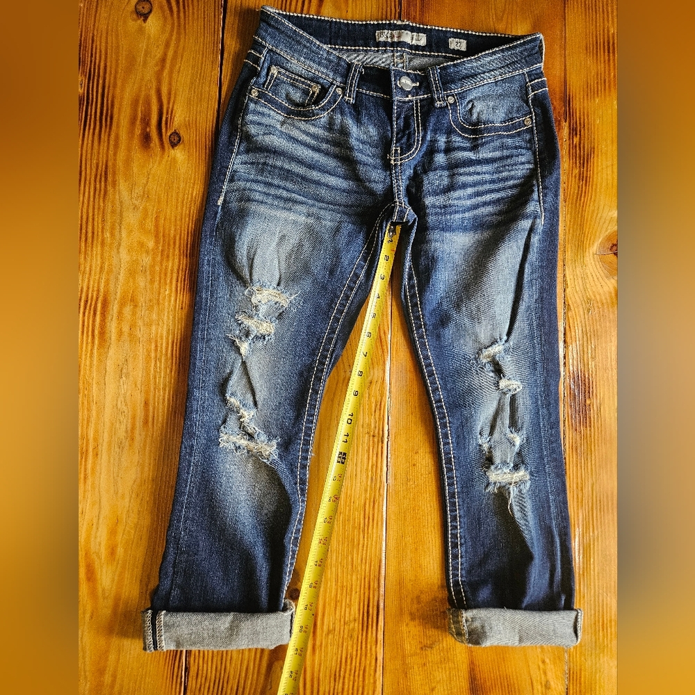 BKE Blue Distressed Ankle Jeans